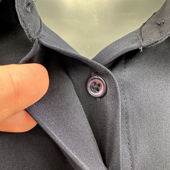 Quince Silk Shirt Dress Navy Blue sz S Women's Long Sleeve Belted NWT - Picture 7 of 8